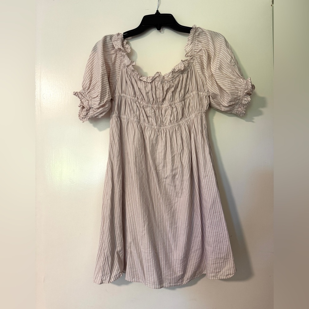 Pink striped smock dress